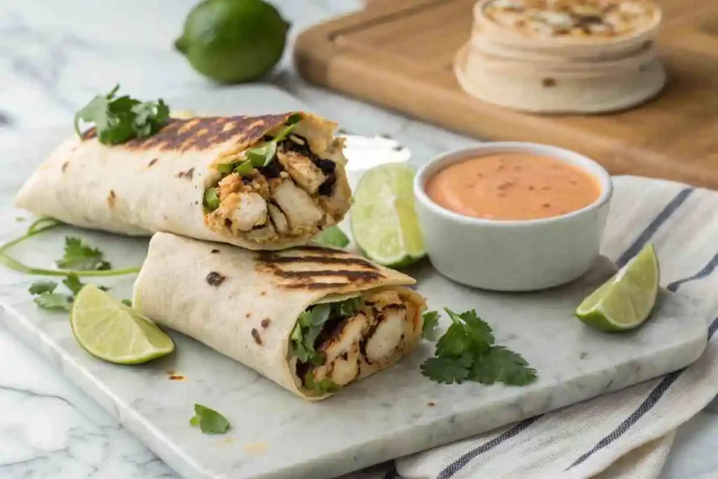 Flavorful Chipotle Ranch Grilled Chicken Burritos in 30 Minutes 4 Crispy grilled chicken burrito with chipotle ranch dipping sauce